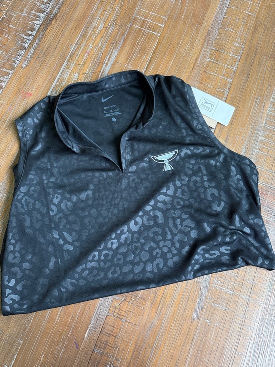 Nike Tops - Nike Women’s Black Sleeveless Dri-FIT Tank with Subtle Leopard Print